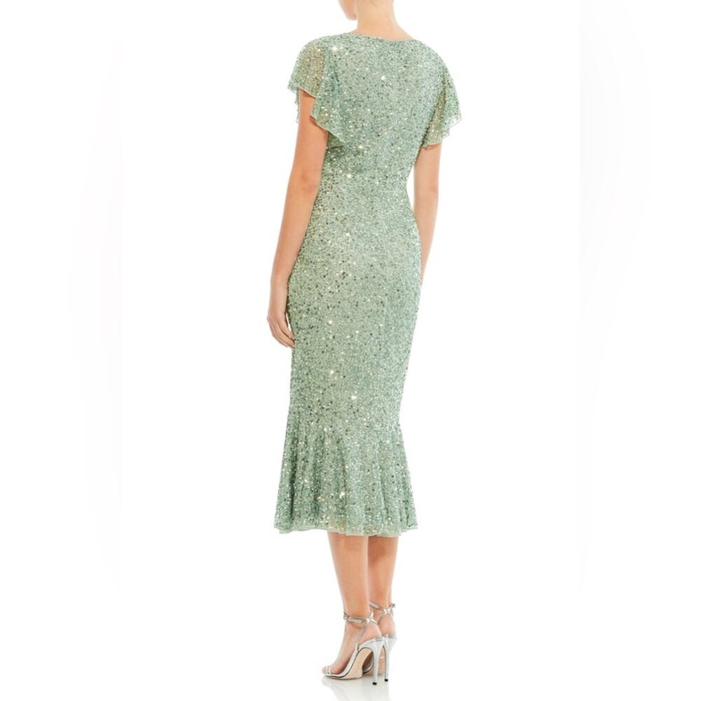 Mac Duggal Sequin Midi Dress Formal Sage Green Style 10801 - Picture 2 of 4